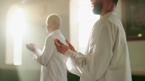 muslim men praying in a mosque