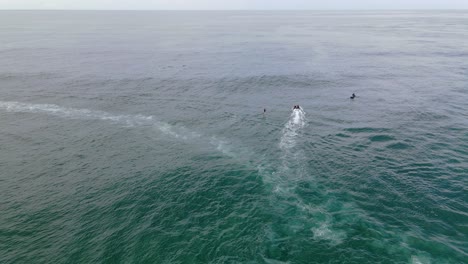 Hydrofoil-Surfing-In-Sharpes-Beach---Skennars-Head,-NSW,-Australia---aerial