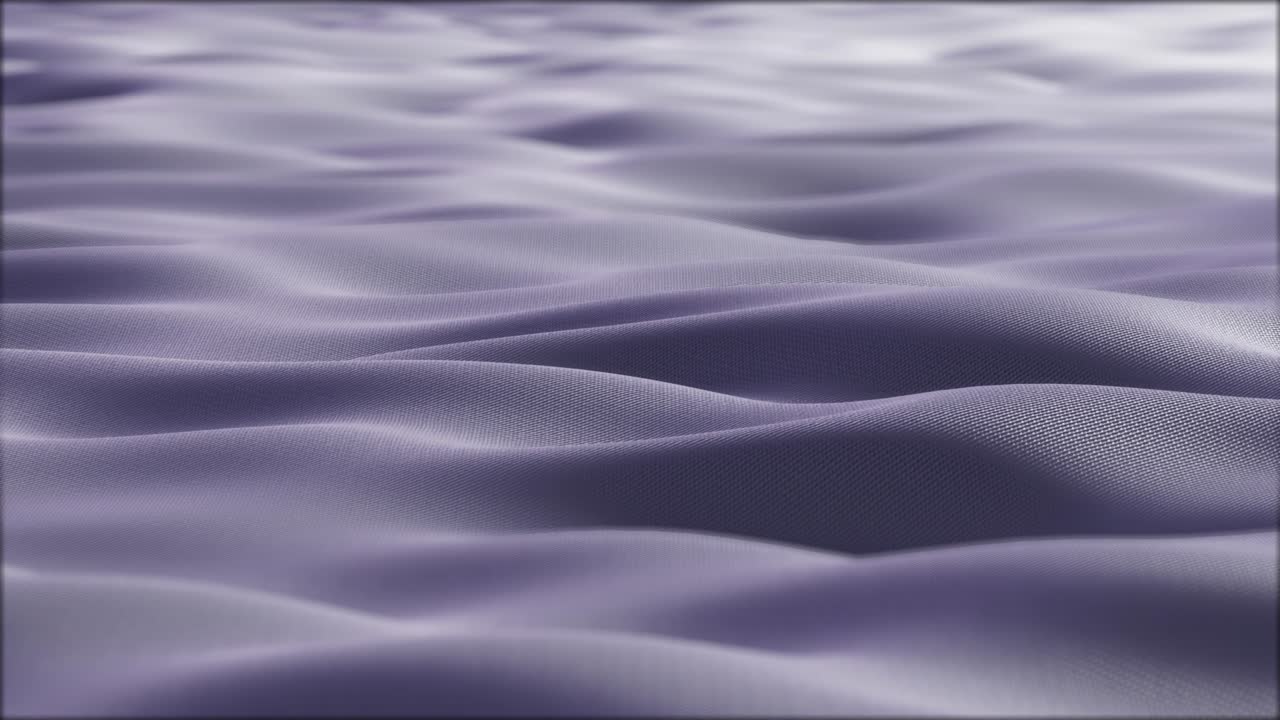 Close up. Slow motion. Looped 3d animation of dynamic cloth. Wavy silk cloth fluttering in the wind. Knitted texture fabric. Purple fabric stock footage. 4K Ultra HD video.