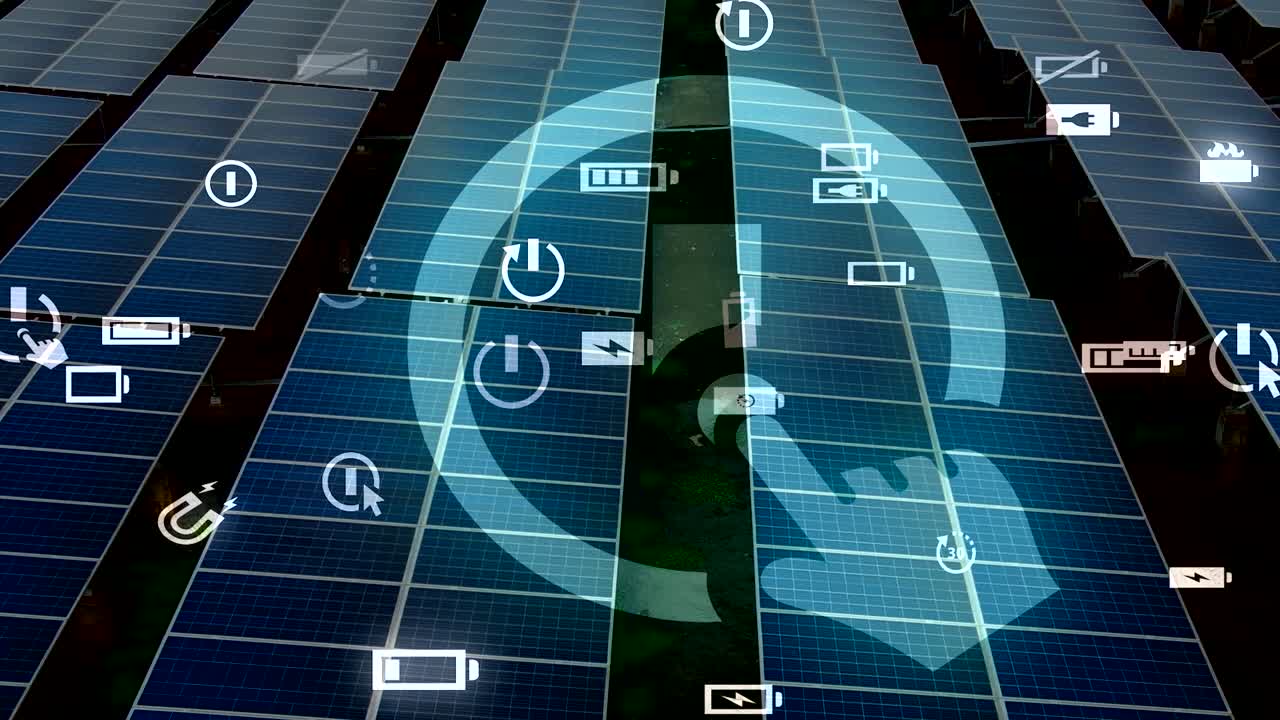 케냐의 미래형 그래픽 오버레이가 있는 태양 전지판