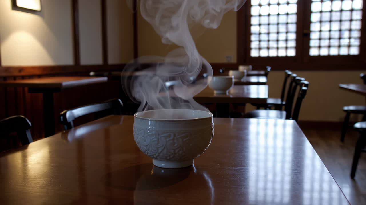 Warm Soup in a Traditional Asian Restaurant