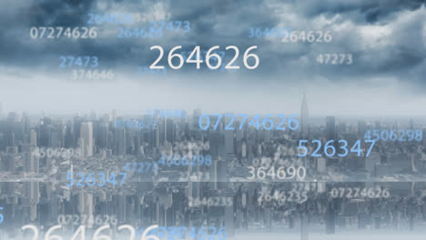 animation of number changing over cityscape