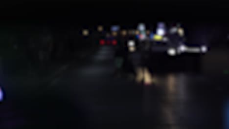 Blurred lights and movement in a city at night