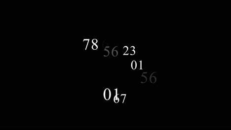 números móviles casuales blancos que cambian los códigos numéricos sobre un fondo negro