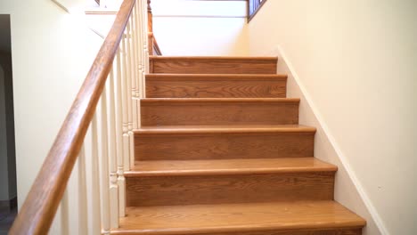 shot of wooden stairs in an elegant house