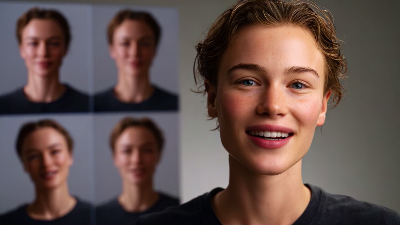 Smiling Portrait Series: A Captivating Journey Through Expressions Captured in Dynamic Frames, Highlighting Natural Beauty and Personality with Vibrant Emotion