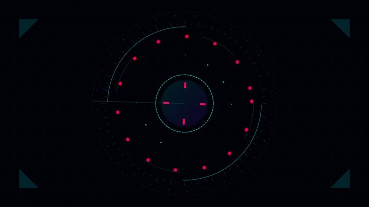 Futuristic Circular Radar Interface Scanning on Dark Background