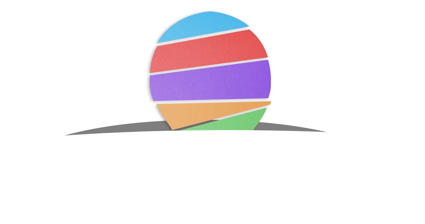 Animation of circle made of colourful pieces on white background