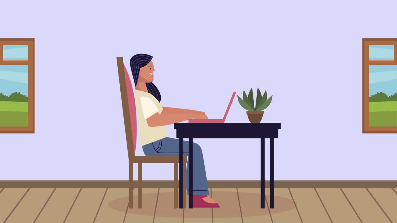 woman using laptop in table