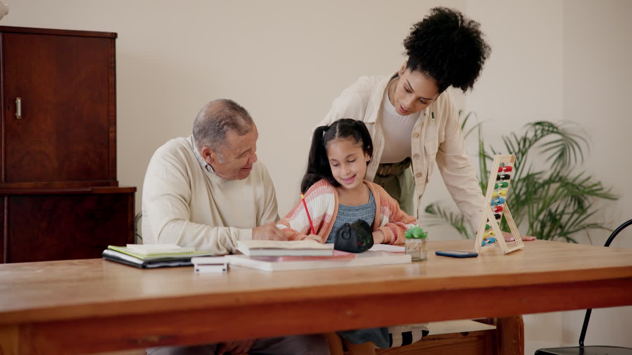가족, 아이 및 숙제에 대한 도움