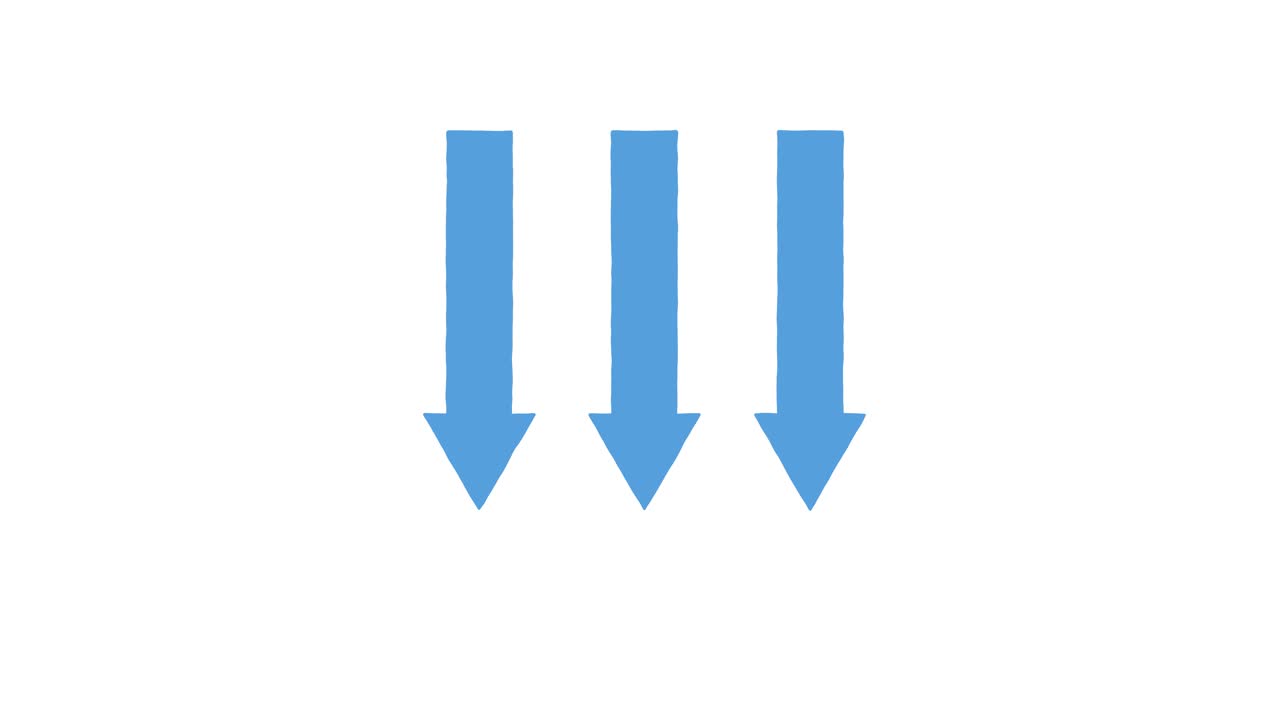 Three blue arrows glide smoothly from left to right on a clean white background