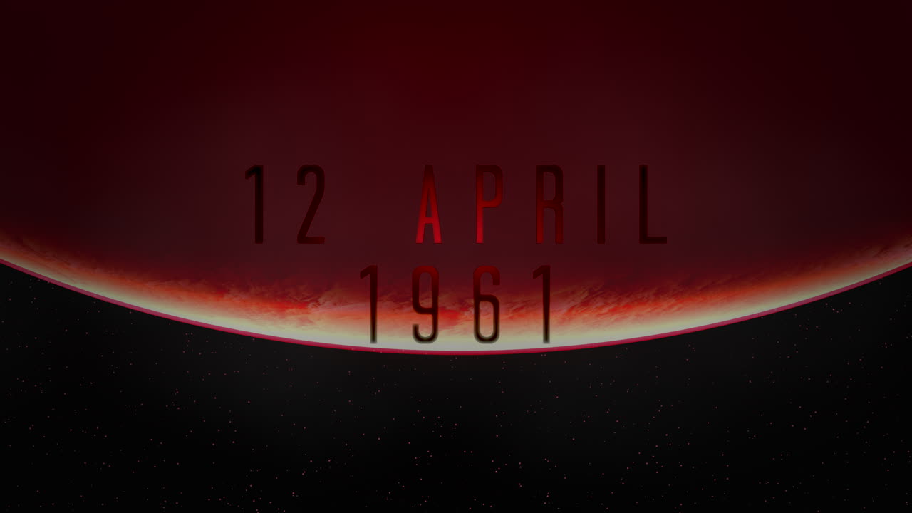 12 aprile 1961 con grande pianeta rosso in galassia oscura