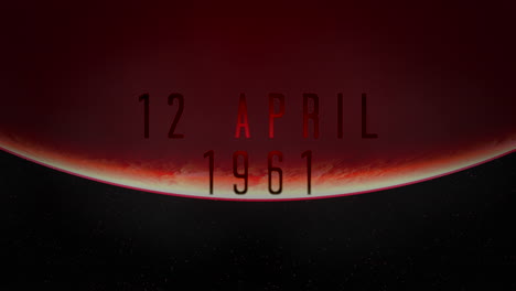 12 april 1961 with big red planet in dark galaxy