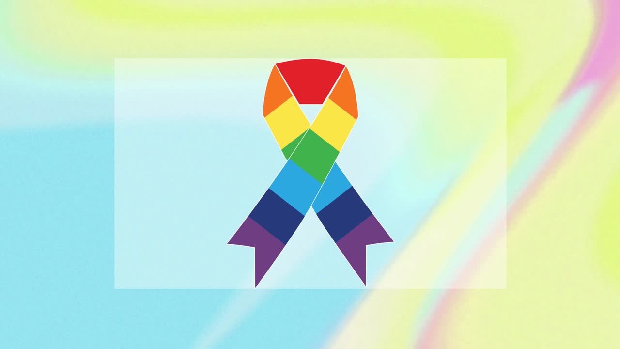 animación de la cinta del arco iris sobre un fondo colorido