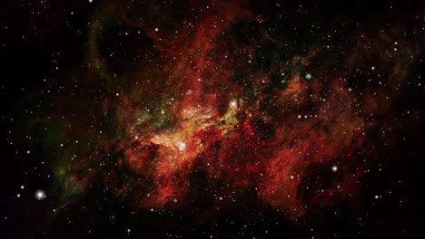 las nubes de nebulosas y las estrellas circundantes se mueven en el universo oscuro