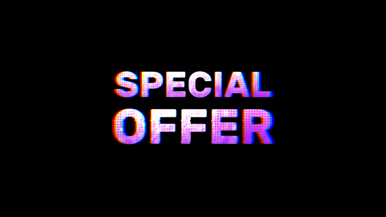 Animazione Testo Offerta Speciale con Effetto Glitch