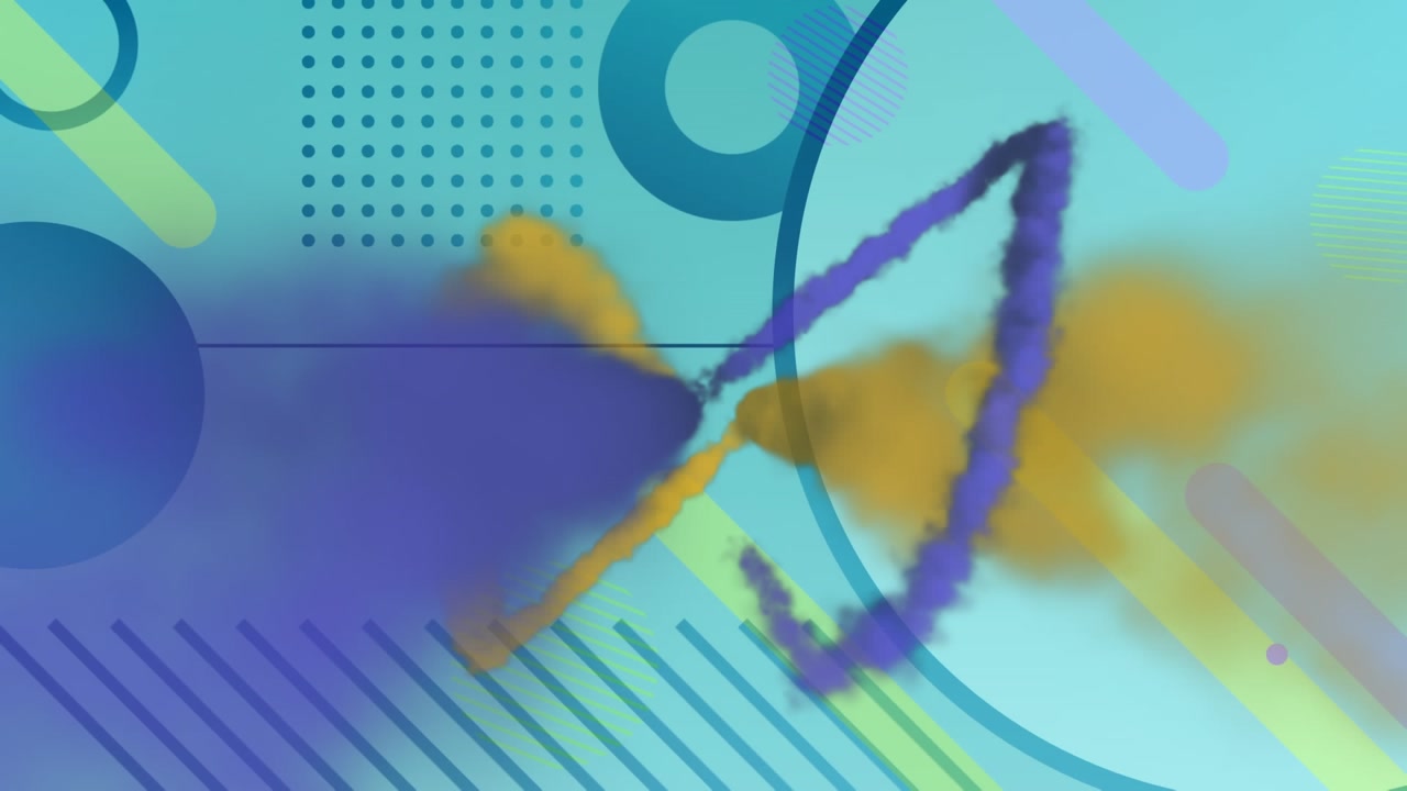 Animation of shapes moving over smoke trails