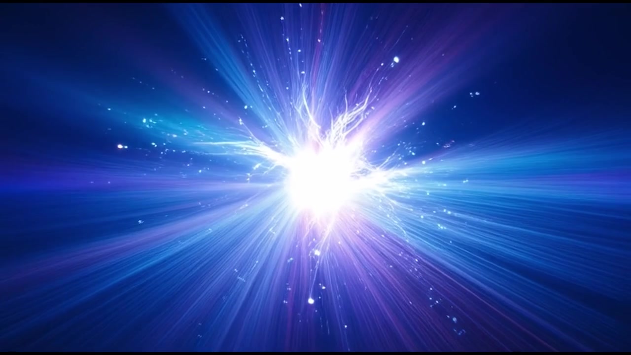 Abstract Blue Light Energy Burst with Glowing Particles