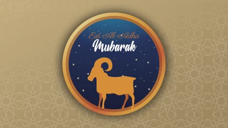 celebración del eid mubarak letras con cabra de oro