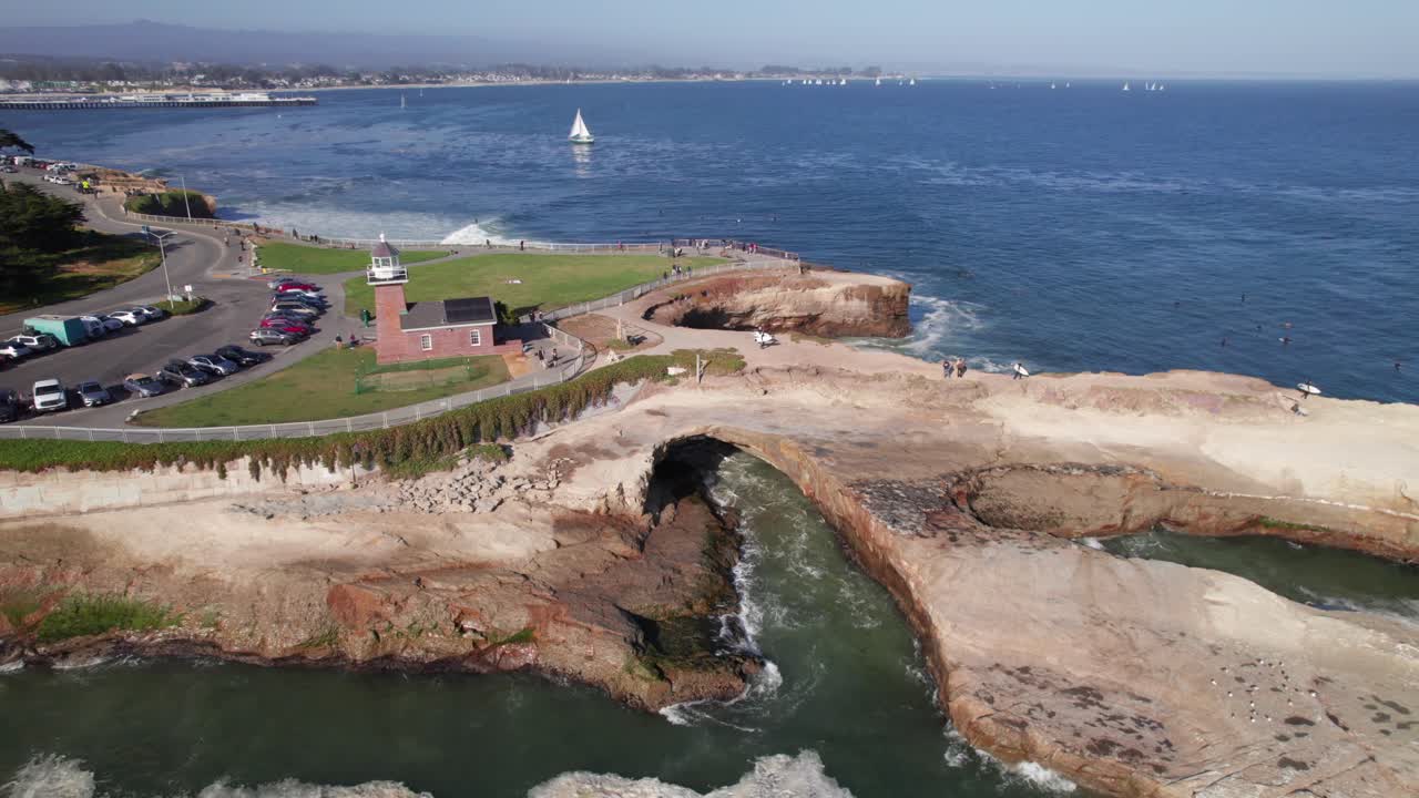 Steamer Lane, classic surfer spot in Santa Cruz, CA