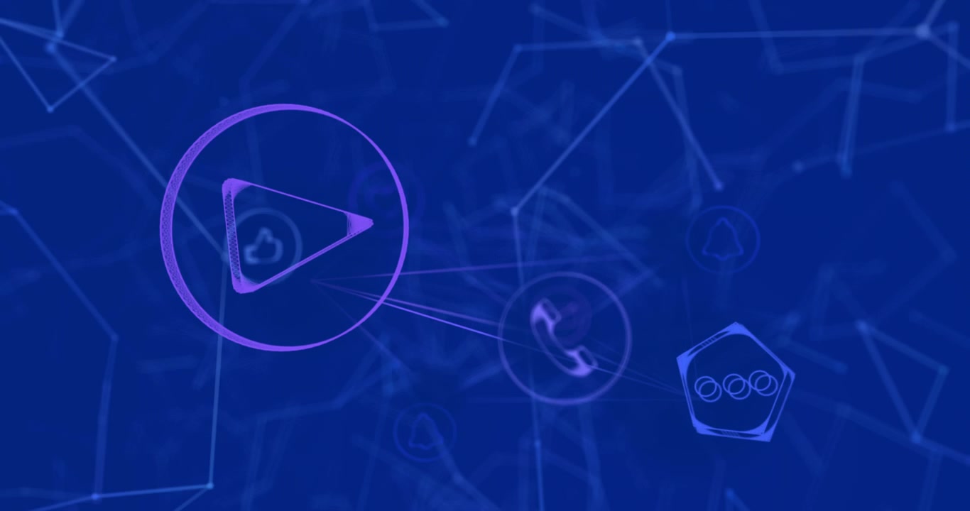 Network of digital icons against blue background