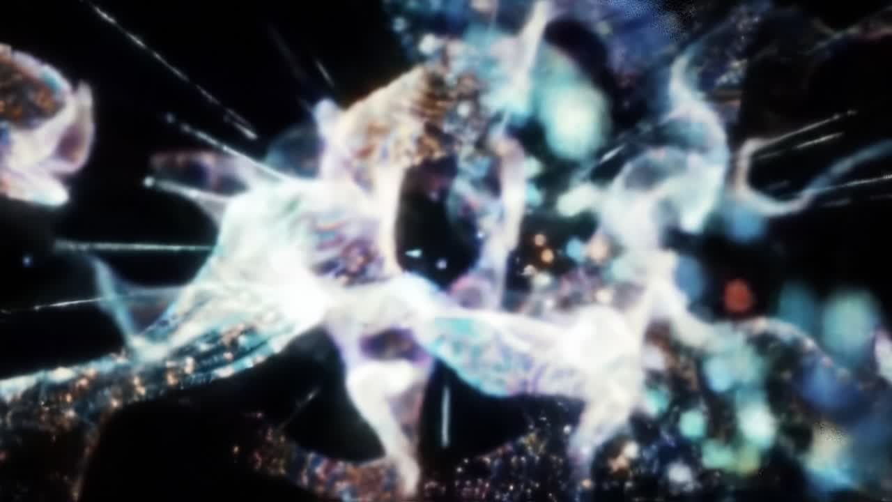 A Mesmerizing Journey Through Abstract Light Patterns and Ethereal Forms, Showcasing Fluid Motion and Vivid Colors in an Enigmatic Visual Experience