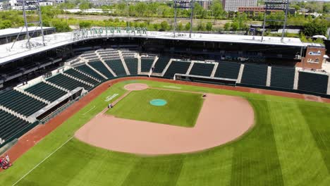 Huntington-Park-in-Columbus-Ohio,-home-of-the-Columbus-Clippers---Aerial-Drone