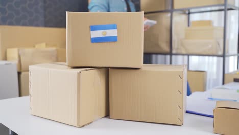 Argentina-flag-on-logistic-cargo-package.