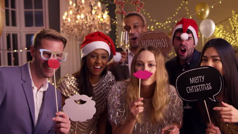 group of friends dressing up for christmas party together