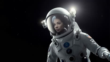 female astronaut in space