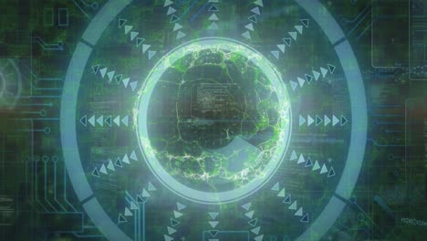 animación de escaneo de alcance y procesamiento de datos sobre el cerebro