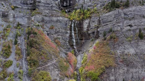 bridal veil waterfall in autumn, provo canyon, utah - dolly right shot