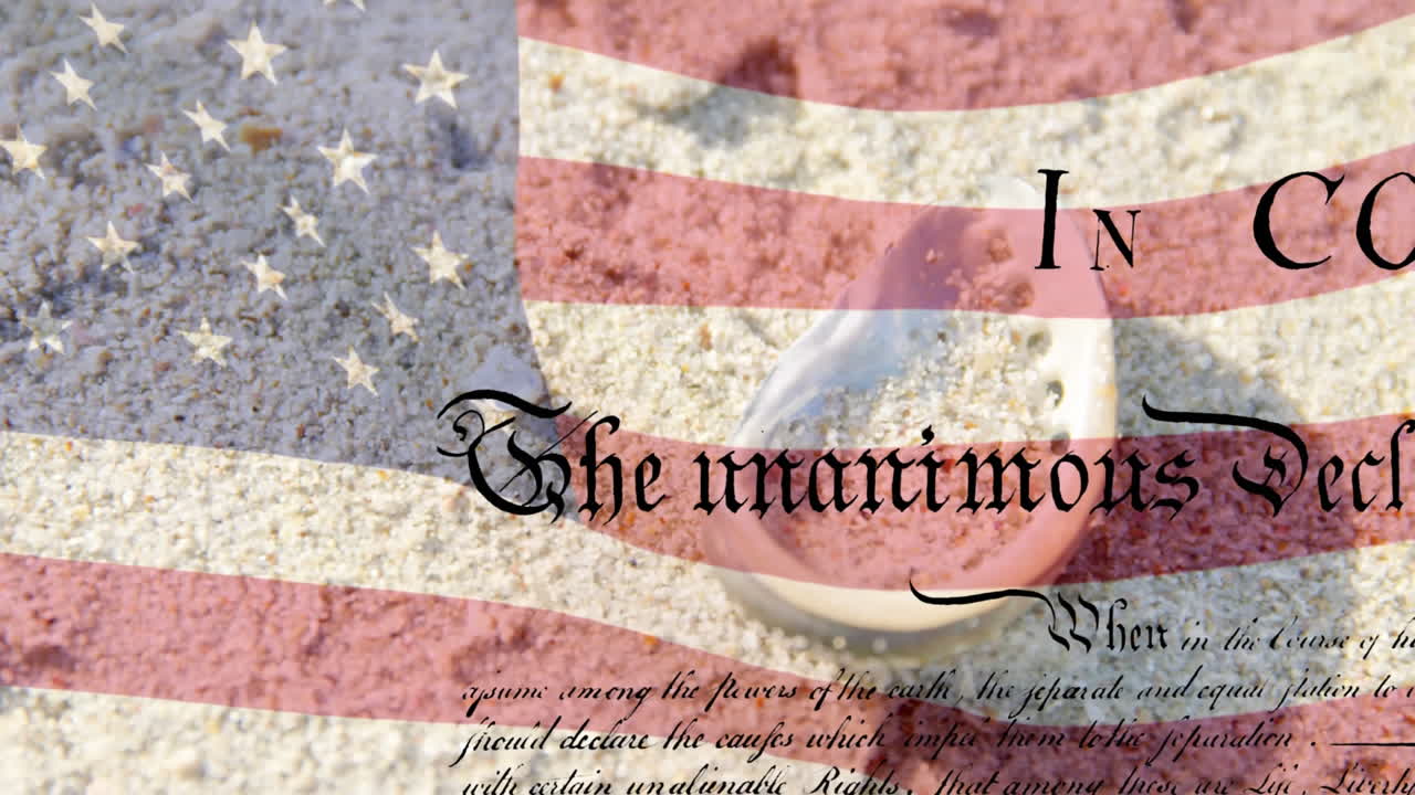 미국  ⁇ 발을 흔들고 독립 선언을 앞세운 모래