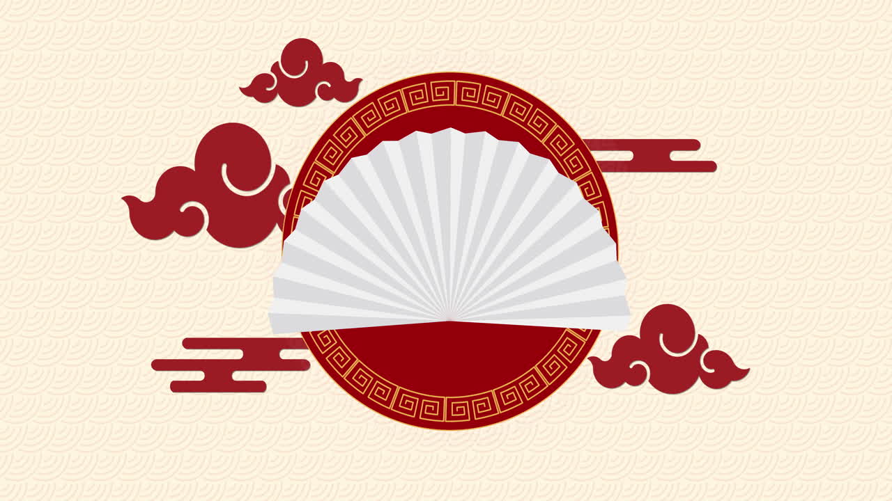 animación del patrón del año nuevo chino en fondo de crema