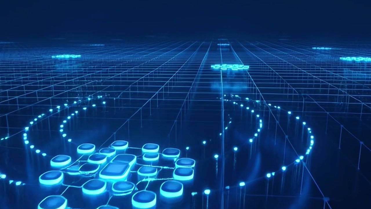 Digital Network Nodes Connecting and Communicating on a Grid