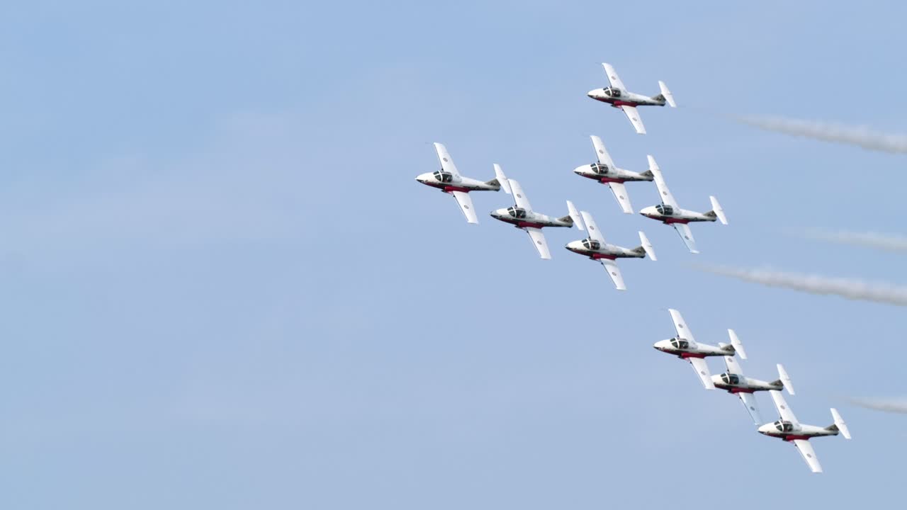Flyby of the Snowbirds Aerial Demonstration Team at Abbotsford Airshow