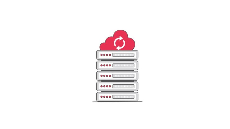 Server Rack Synchronizing Data with Cloud Storage