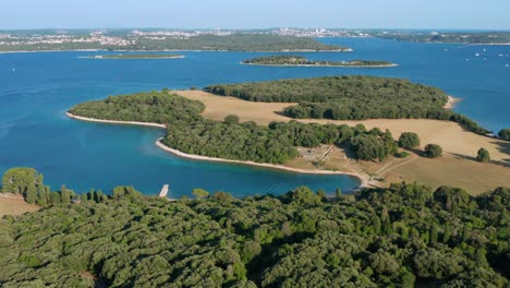 aerial view of veliki brijun island from brijuni national park in croatia