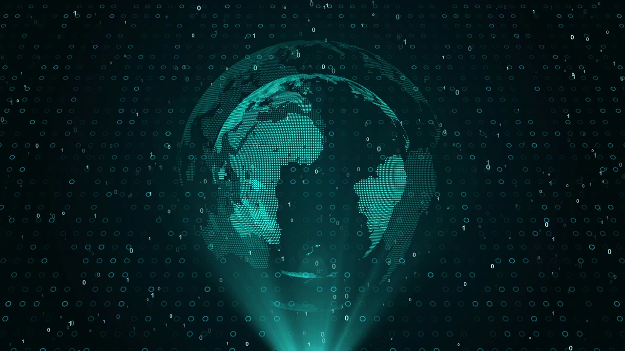 Digital Holographic Earth Rotating with Binary Data Background