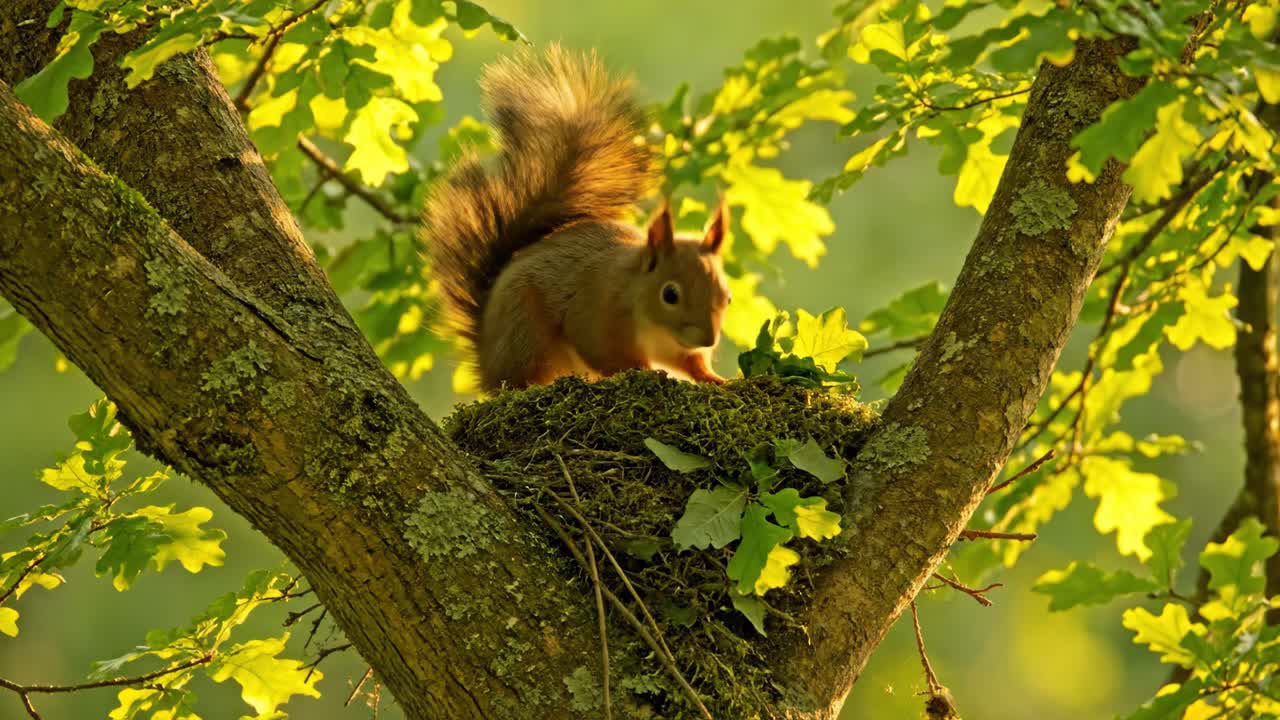 Squirrel in its Nest on a Tree