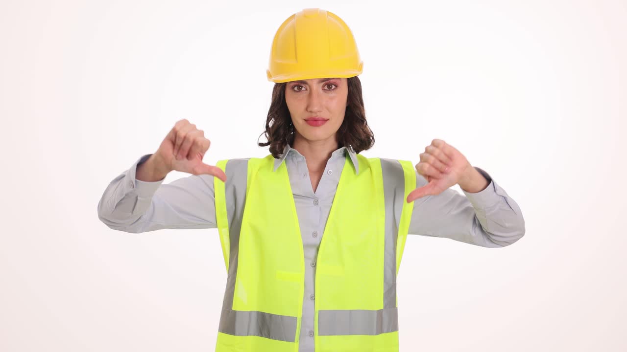 Woman Construction Worker Giving Thumbs Down