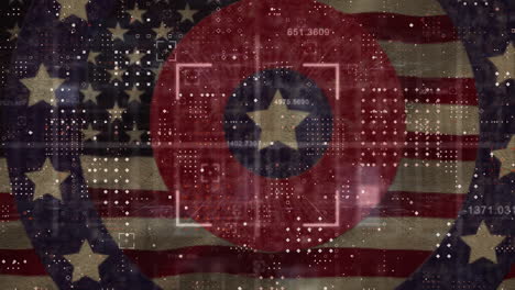 animación de las estrellas de la bandera estadounidense y coloreadas en círculos