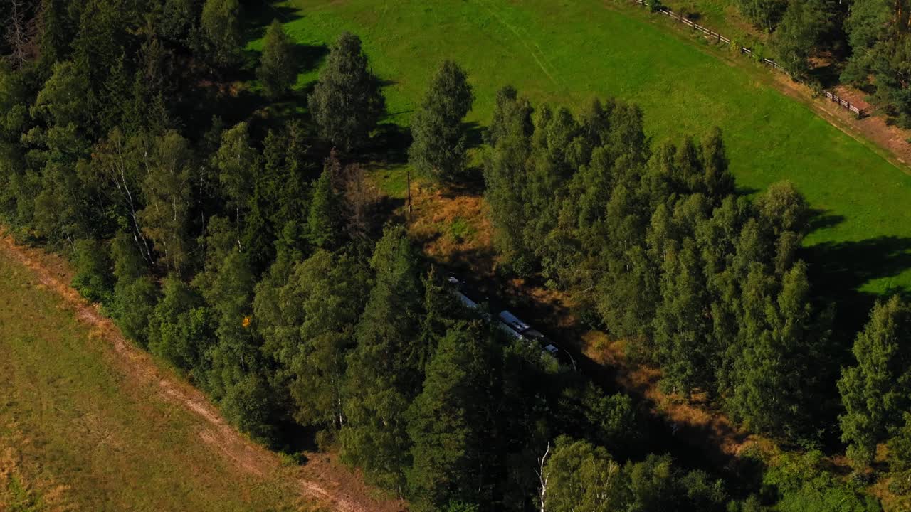"Rails Through Nature: Aerial Views of Train, Forest