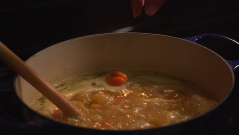 Adding-dumplings-to-boiling-pot-Preparing-jamaican-gungo-pea-soup-after-being-picked-from-tree-healthy-green-fresh-protein-cultivation-harvested