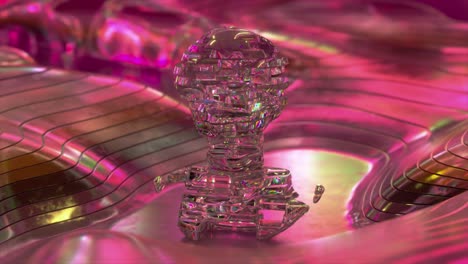 abstract crystal sculpture in magenta and pink