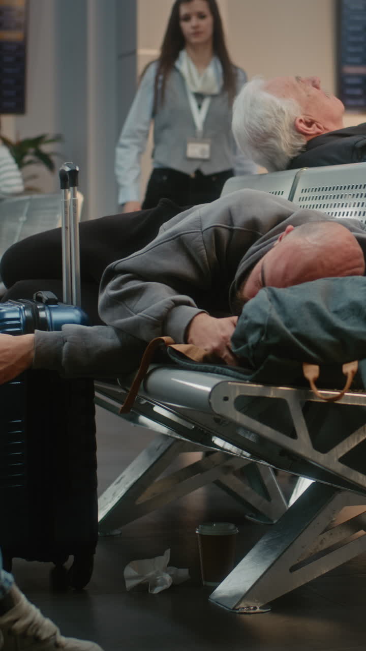 People Sleeping in Airport Waiting Area