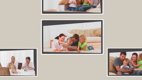 montage of children having fun with their parents