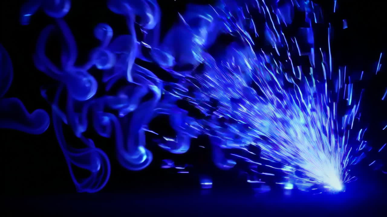 Abstract Blue Sparks Explosion