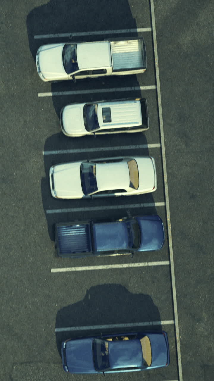Veicoli parcheggiati in file ordinate in un parcheggio durante le ore diurne