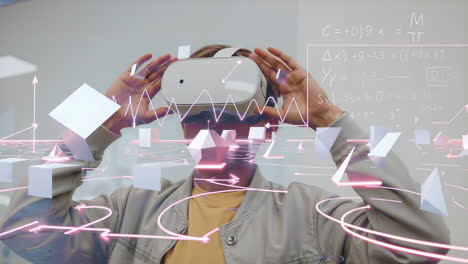 person interacting with digital projections in virtual or augmented reality